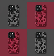 Vintage rose pattern stand Apple phone case