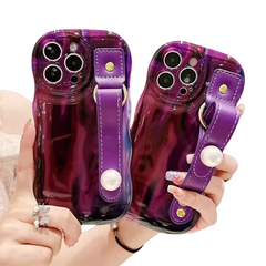 Purple Pearl Leather Wristband iPhone Case