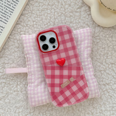 Minimalist Plaid 3D Heart iPhone Case