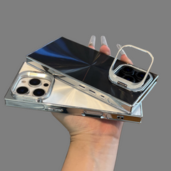 Square Aurora Shining Electroplating Stand iPhone Case