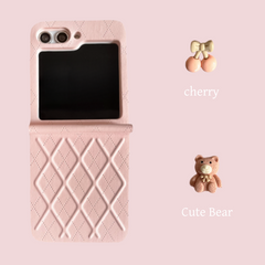 Pink Cherry Bear Leather  Samsung Galaxy Z Flip Series  Case